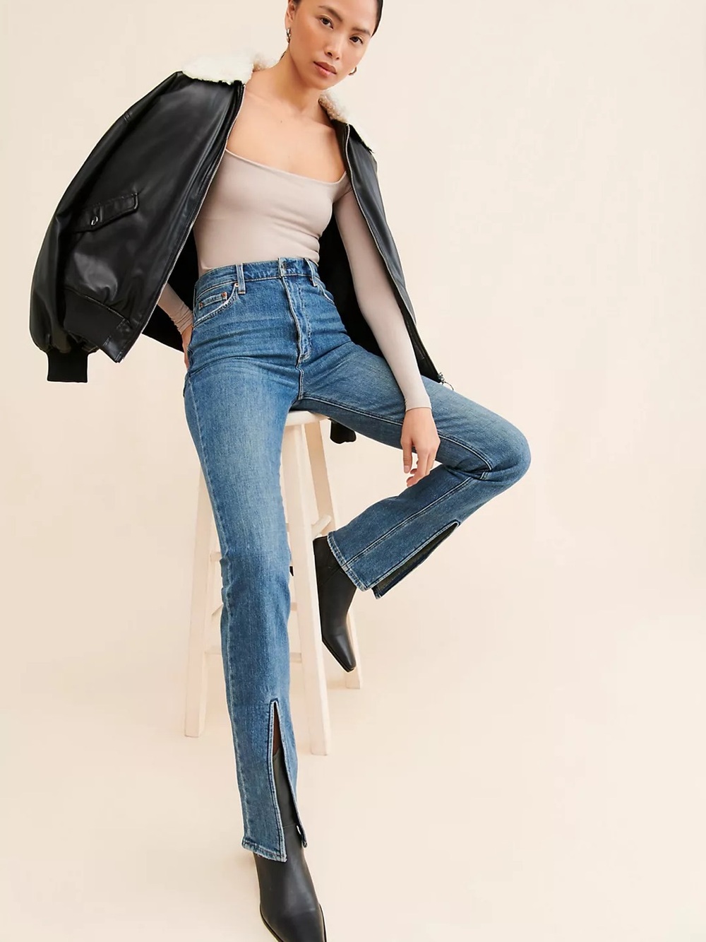 Pistols Colleen High Rise Slim Flare with Slits in Willow Size 28